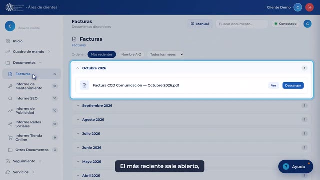Tutorial: Facturas e informes: encontrar, ver y descargar