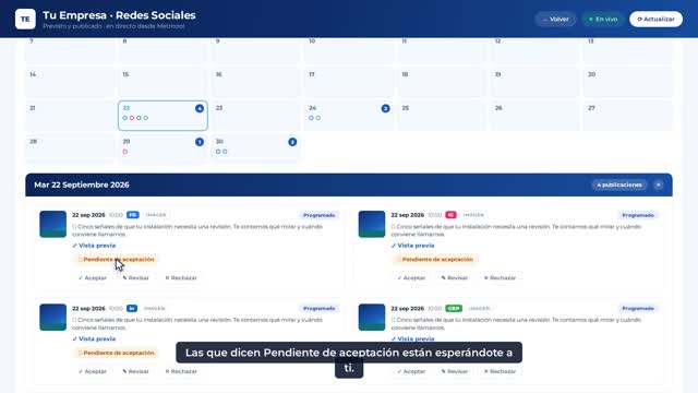 Tutorial: Redes sociales: revisar y aprobar publicaciones